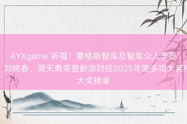 AYXgame 祈福！蒙格斯智库及智库众人李迅雷、刘晓春、周天勇荣登新浪财经2025年度多项大奖榜单