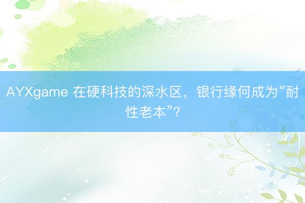 AYXgame 在硬科技的深水区，银行缘何成为“耐性老本”？
