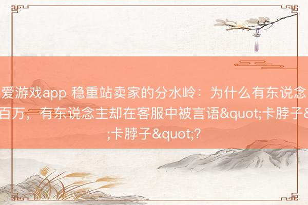 爱游戏app 稳重站卖家的分水岭：为什么有东说念主月销百万，有东说念主却在客服中被言语"卡脖子"？