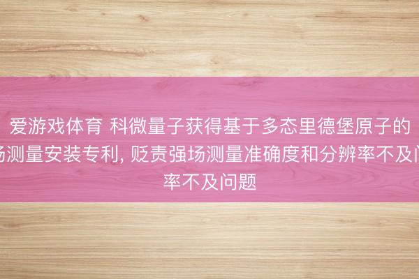 爱游戏体育 科微量子获得基于多态里德堡原子的电场测量安装专利, 贬责强场测量准确度和分辨率不及问题