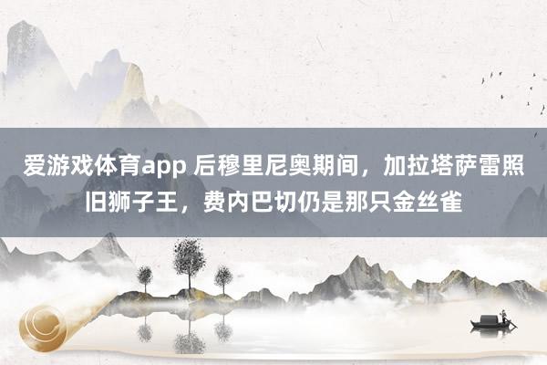 爱游戏体育app 后穆里尼奥期间，加拉塔萨雷照旧狮子王，费内巴切仍是那只金丝雀