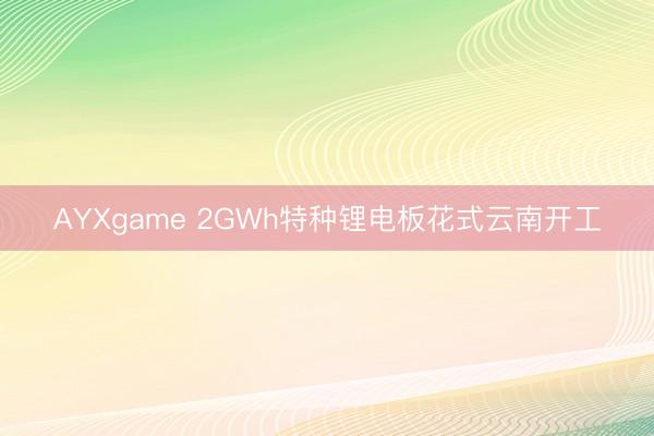 AYXgame 2GWh特种锂电板花式云南开工