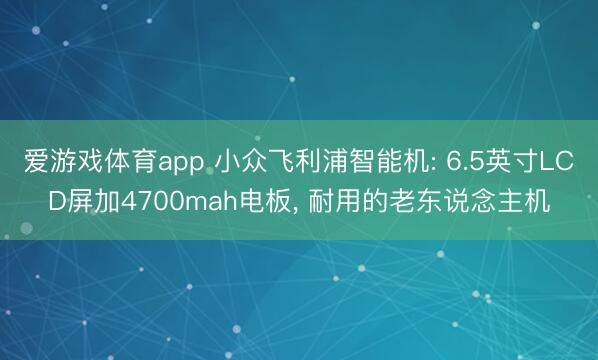 爱游戏体育app 小众飞利浦智能机: 6.5英寸LCD屏加4700mah电板, 耐用的老东说念主机