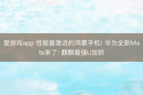 爱游戏app 性能最激进的鸿蒙手机! 华为全新Mate来了: 麒麟最强U加抓