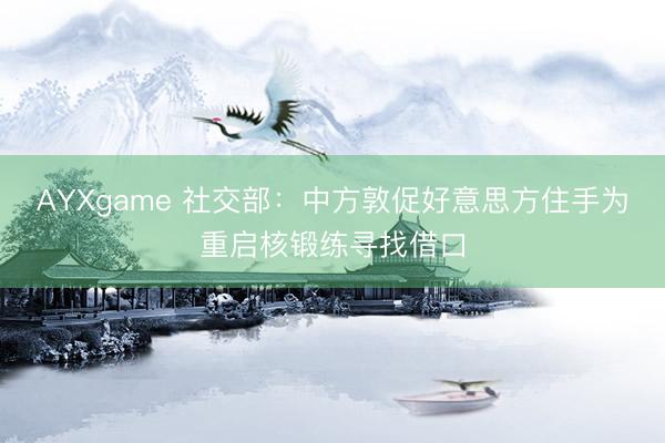 AYXgame 社交部：中方敦促好意思方住手为重启核锻练寻找借口