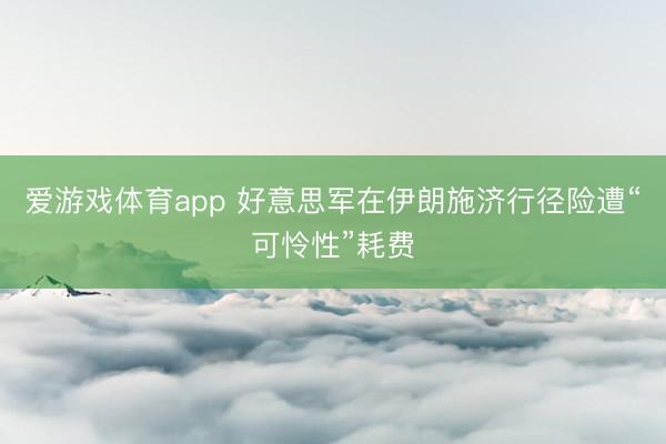 爱游戏体育app 好意思军在伊朗施济行径险遭“可怜性”耗费