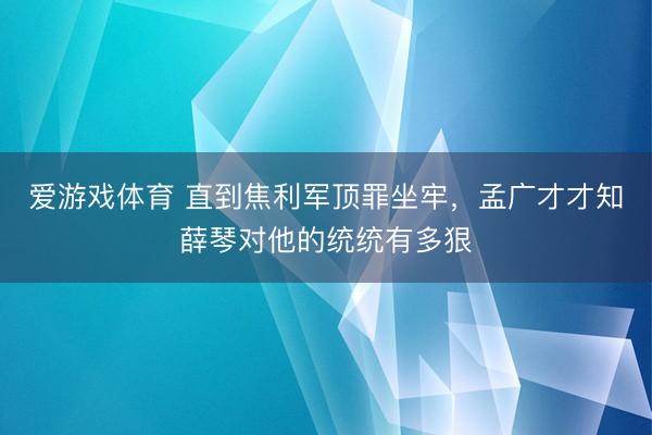 爱游戏体育 直到焦利军顶罪坐牢，孟广才才知薛琴对他的统统有多狠