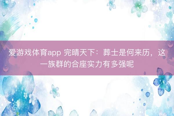 爱游戏体育app 完晴天下：葬士是何来历，这一族群的合座实力有多强呢