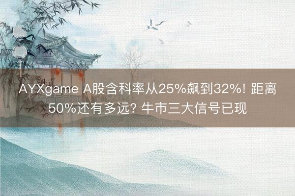 AYXgame A股含科率从25%飙到32%! 距离50%还有多远? 牛市三大信号已现