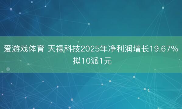 爱游戏体育 天禄科技2025年净利润增长19.67% 拟10派1元