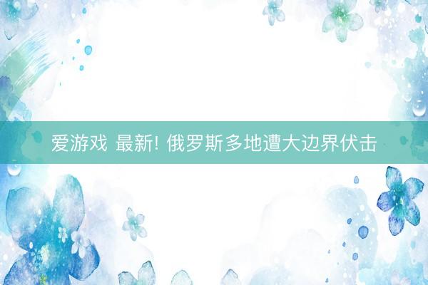 爱游戏 最新! 俄罗斯多地遭大边界伏击