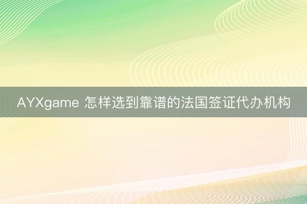 AYXgame 怎样选到靠谱的法国签证代办机构