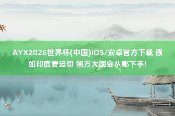 AYX2026世界杯(中国)IOS/安卓官方下载 假如印度要迫切 朔方大国会从哪下手!