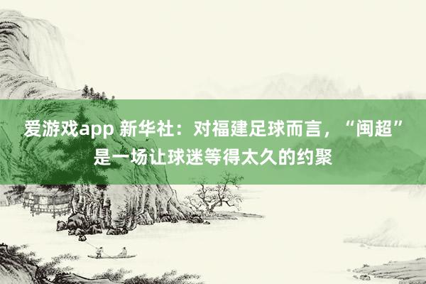 爱游戏app 新华社:对福建足球而言,“闽超”是一场让球迷等得太久的约聚