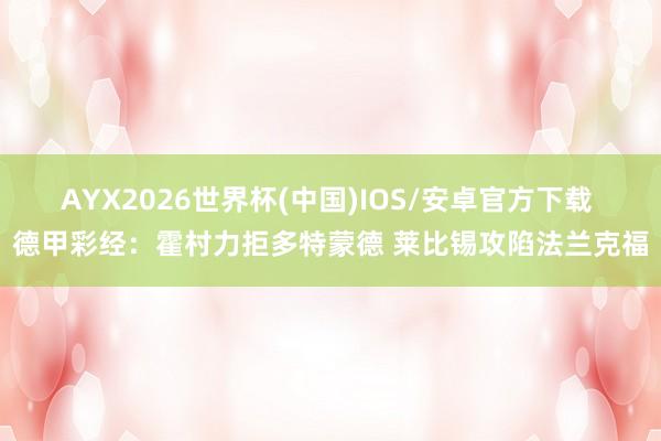 AYX2026世界杯(中国)IOS/安卓官方下载 德甲彩经：霍村力拒多特蒙德 莱比锡攻陷法兰克福