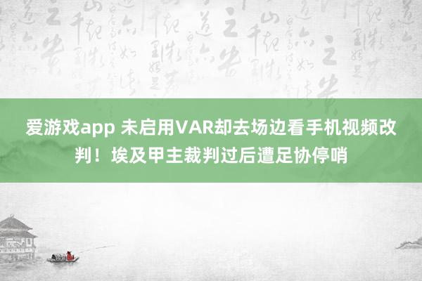 爱游戏app 未启用VAR却去场边看手机视频改判！埃及甲主裁判过后遭足协停哨