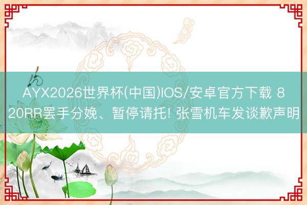 AYX2026世界杯(中国)IOS/安卓官方下载 820RR罢手分娩、暂停请托! 张雪机车发谈歉声明