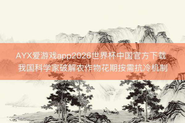 AYX爱游戏app2026世界杯中国官方下载 我国科学家破解农作物花期按需抗冷机制
