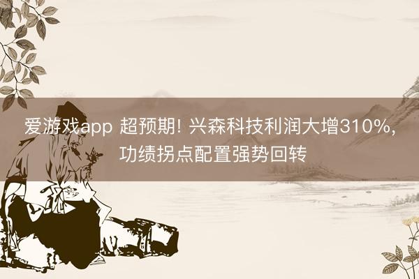 爱游戏app 超预期! 兴森科技利润大增310%， 功绩拐点配置强势回转
