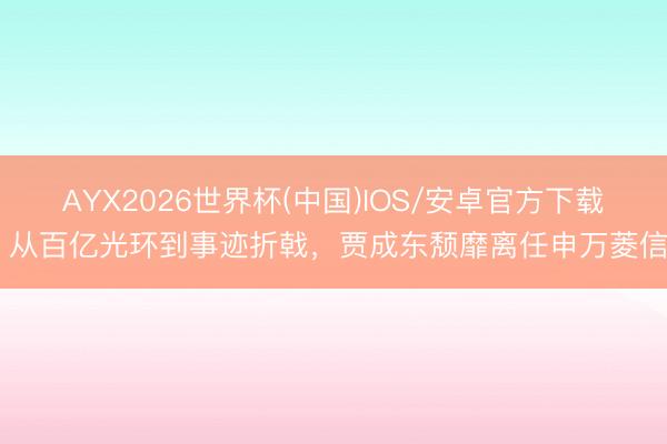 AYX2026世界杯(中国)IOS/安卓官方下载 从百亿光环到事迹折戟，贾成东颓靡离任申万菱信