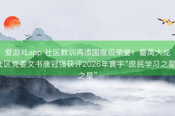 爱游戏app 社区教训再添国度级荣誉！番禺大龙社区党委文书唐冠强获评2026年寰宇“庶民学习之星”